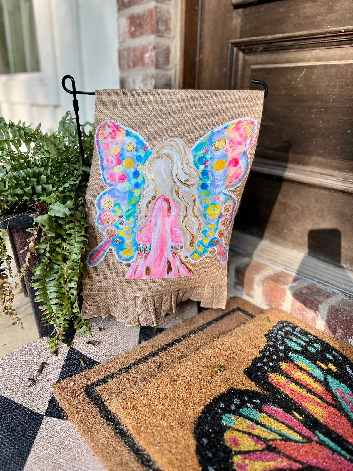Dolly Dreams Burlap Garden Flag 🦋✨