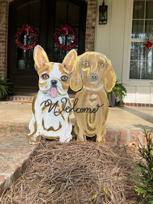 Custom doggy door yard stake